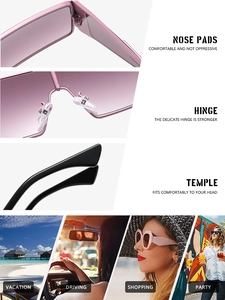 Vues détaillées de lunettes dégradées montrant les plaquettes, charnières et scènes