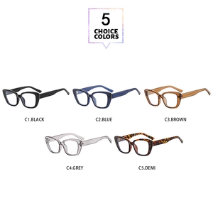Gruppo di montature per occhiali cat-eye quadrate in nero, blu, marrone, grigio e demi