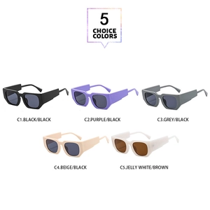 Détails de lunettes de soleil carrées disponibles en cinq combinaisons de couleurs