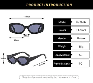 Guide des tailles des lunettes de soleil ZN3656 mixtes avec monture PC de 143mm