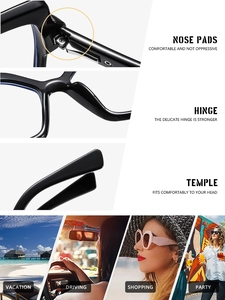Detail view of reinforced metal hinges and ergonomic nose pads on cat eye glasses