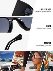 Détail macro de lunettes de soleil carrées avec charnières en métal renforcées