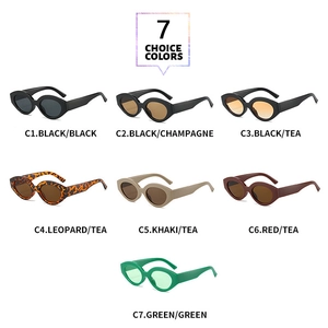 Seven available colors of retro oval sunglasses with high-quality frames and UV protection