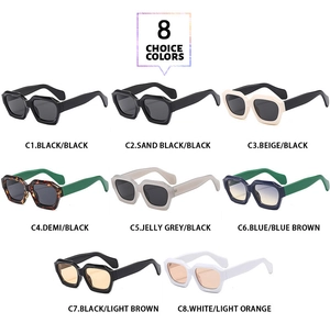 Detailed array of vintage hexagonal sunglasses in 8 distinct color combinations