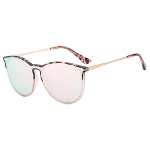 Fashion oversized butterfly sunglasses with pink frames and gold metal temples