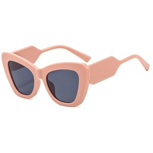 Pink oversized cat eye sunglasses with wavy temples and dark lenses for summer