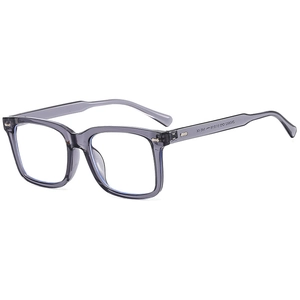 Retro square frame glasses in translucent blue with rivet accents for men and women