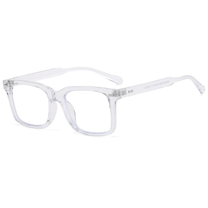 Transparent square frame glasses with minimalist design and vintage student style aesthetic