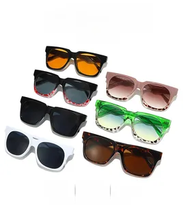 Multiple color options for retro square sunglasses including black, orange, and tortoiseshell