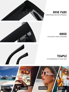 Detail shot of ergonomic nose pads, sturdy hinges and comfortable temples of cat eye sunglasses