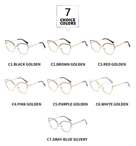 Multiple color options for retro cat-eye glasses frames with stylish pearl accents