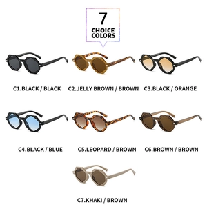 Présentation matricielle de lunettes hexagonales avec sept options de couleurs et cadres