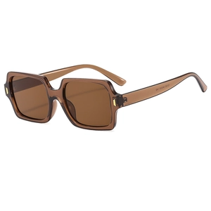 Modische quadratische Oversize-Sonnenbrille mit braunem transparentem Rahmen und Tönung