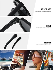 Détails de lunettes de soleil polygonales avec charnières renforcées et plaquettes de nez sport