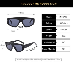 Detailed technical diagram showing dimensions of black square frame pilot sunglasses