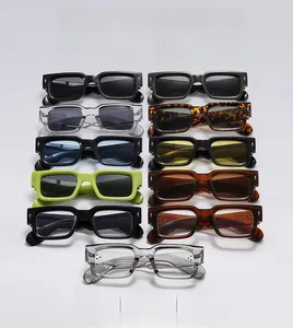 Detailed grid showing square retro sunglasses with metal cross accents in various frame colors