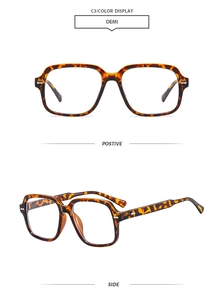 Vues détaillées de montures de lunettes carrées rétro avec motif écaille de tortue
