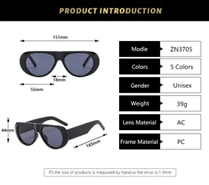 Tableau des tailles pour lunettes de soleil rétro avec dimensions et caractéristiques