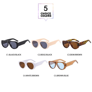 Grille détaillée de lunettes de soleil carrées rétro avec 5 variations de couleurs de montures