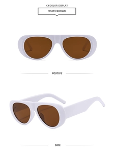 Vues de face et de côté des lunettes de soleil rétro blanches à verres bruns