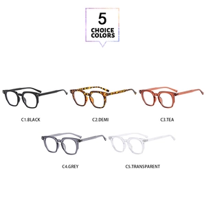 Five assorted classic anti-blue light polygon glasses frames in various fashion colors