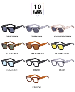 Matrix display of ten color options for vintage square frame sunglasses and optical glasses