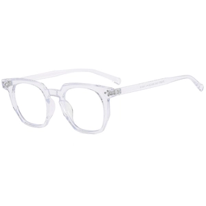 Classic transparent polygonal anti-blue light glasses with stylish silver rivets