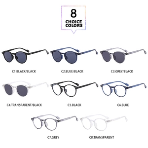 Collection of eight retro oval frames in black blue grey and transparent colors