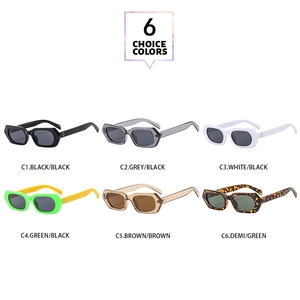 Detailed grid showing six stylish color options for retro square frame sunglasses
