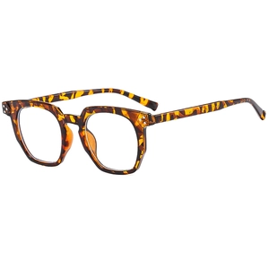 Classic tortoiseshell polygon anti-blue light glasses with silver rivet details
