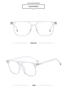 Transparente Pilotbrille mit Doppelsteg-Design und Details der Seitenansicht