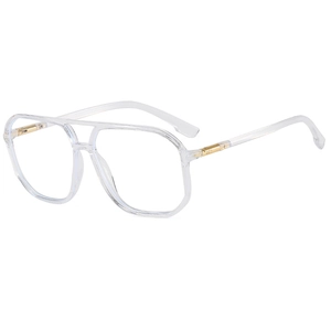 Lunettes aviateur transparentes à la mode avec double pont et charnières dorées élégantes