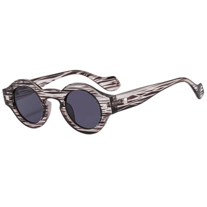 Classic round sunglasses with dark marble wood grain frames and silver metal accents