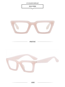 Vue détaillée de lunettes œil de chat rose gelée montrant les angles face et profil