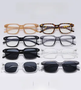 Détails de lunettes de soleil rétro carrées avec rivets argentés et montures diverses