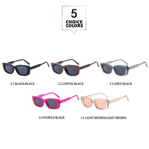 Detailed grid showing five classic colors of rectangular vintage style sunglasses