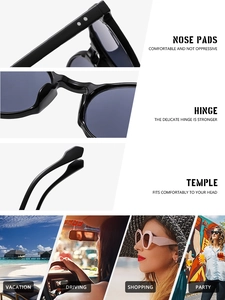 Detail view of reinforced hinges and comfortable nose pads on oval retro sunglasses