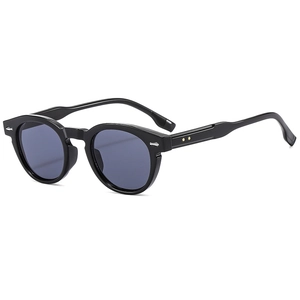 Classic black oversized sunglasses with gray lenses and gold star rivet detail