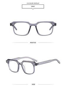 Vue détaillée des lunettes de soleil rétro gris transparent avec rivets métalliques