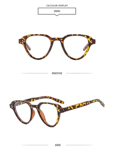 Detail view of tortoiseshell sunglasses with metal rivets from front and side angles