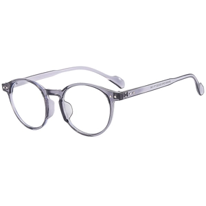 Retro oval sunglasses in transparent purple grey frame with minimalist luxury rivet accents