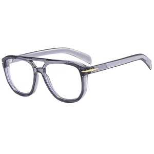 Retro transparent grey aviator sunglasses with gold metal arrow hinges and large frames