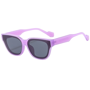 Fashionable purple matte cat-eye sunglasses with grey UV protection lenses for women