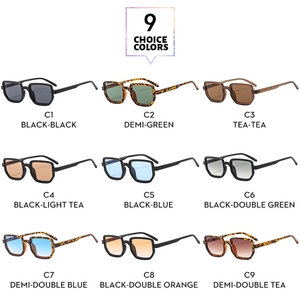 Neuf variantes de lunettes de soleil carrées rétro avec montures colorées
