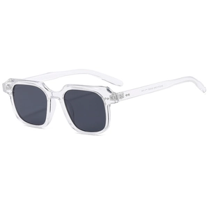 Lunettes de soleil carrées rétro classiques avec monture transparente et verres gris foncé
