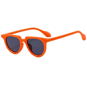 Vintage orange cat-eye sunglasses with dark grey lenses in a 45-degree angle view