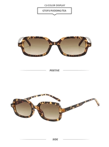 Détails de lunettes rectangulaires écaille avec verres dégradés marron et vue de profil