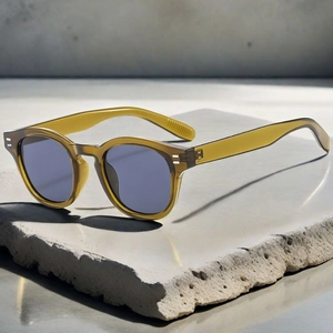Retro Round Sunglasses PC Frame AC Lens UV400 Protection Metal Rivets Vintage Trendy Sun Shades Unisex Fashion