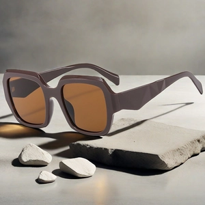 Retro Square Sunglasses Large Frame PC AC UV400 Protection Geometric Temples Oversized Streetwear Eyewear For Women Men
