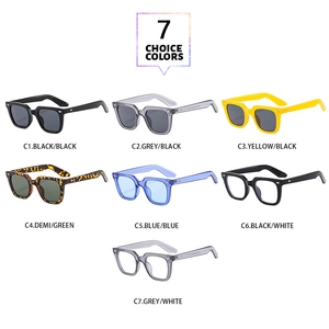 Detailed grid showing seven color variations of vintage square sunglasses with metal rivets